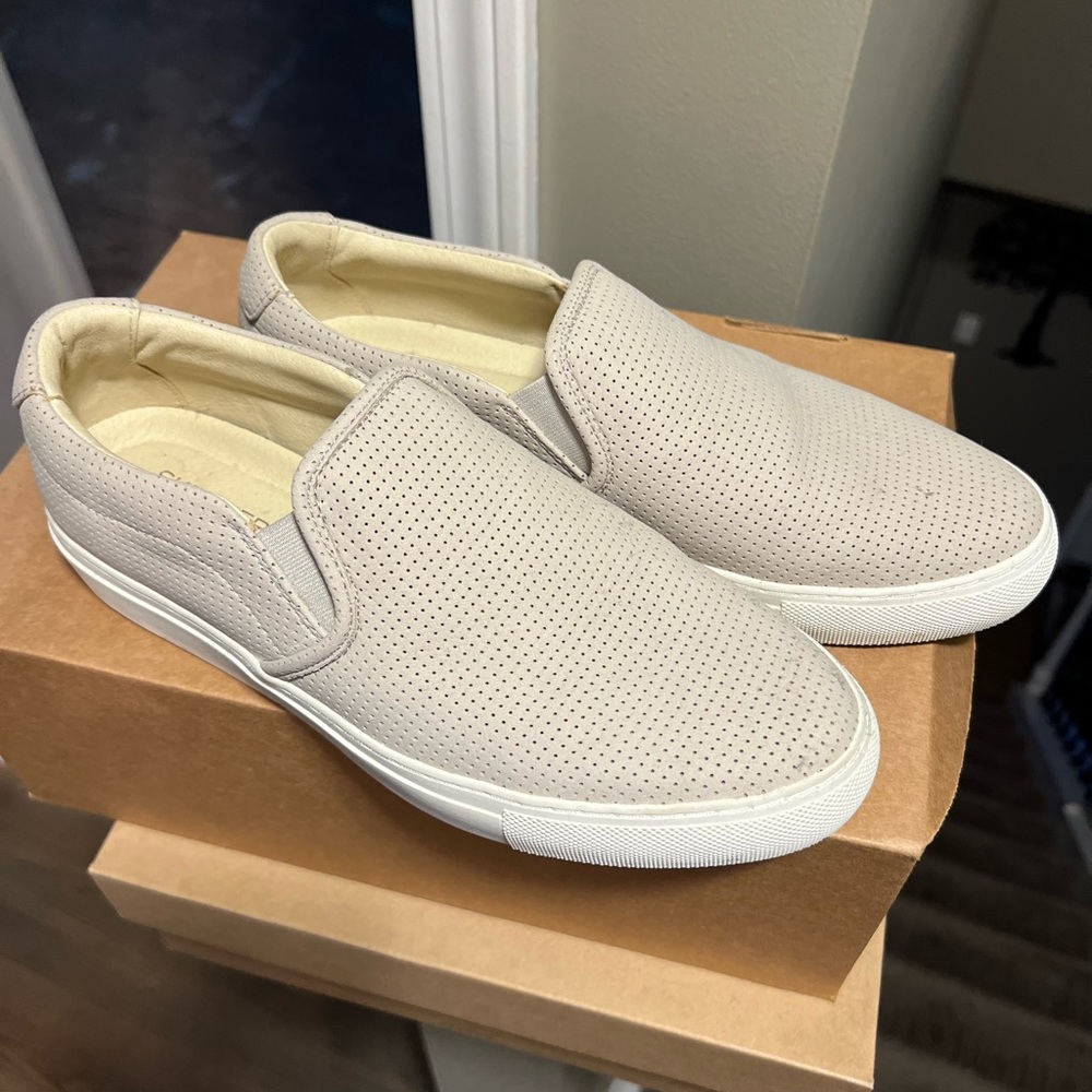 Cream slip on shoe